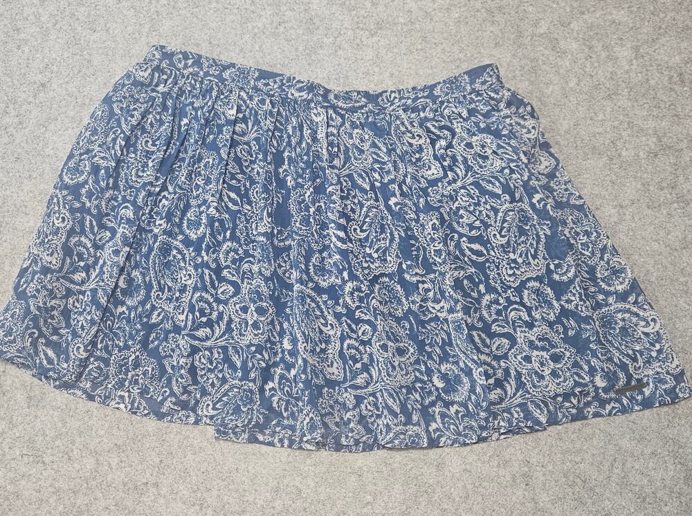 Abercrombie & Fitch Floral Paisley Mini Skirt Blue White